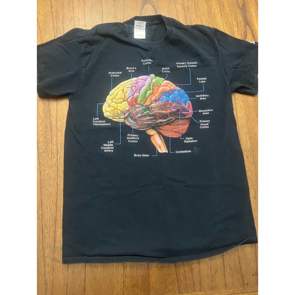 Wild Cotton Brain Anatomy T-Shirt Mens Medium McWane Science Center Black Gildan